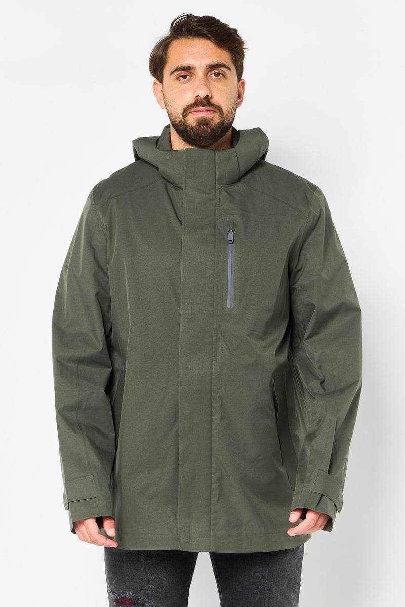 GEOX Men Solid Trench Coat, Green - Image 1